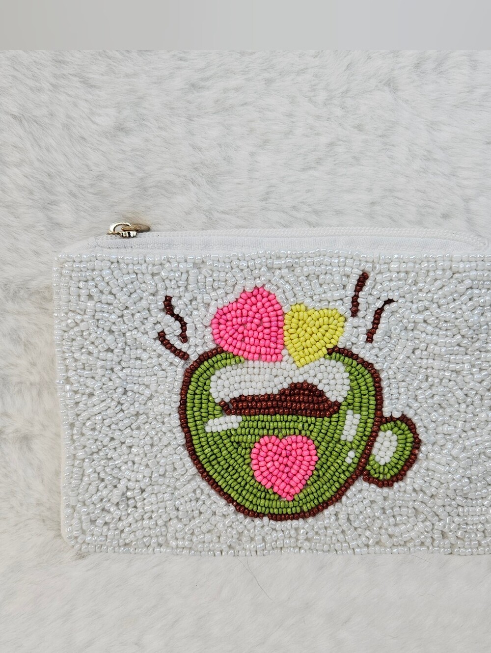 Beaded Coffee Coin Purse NWOT